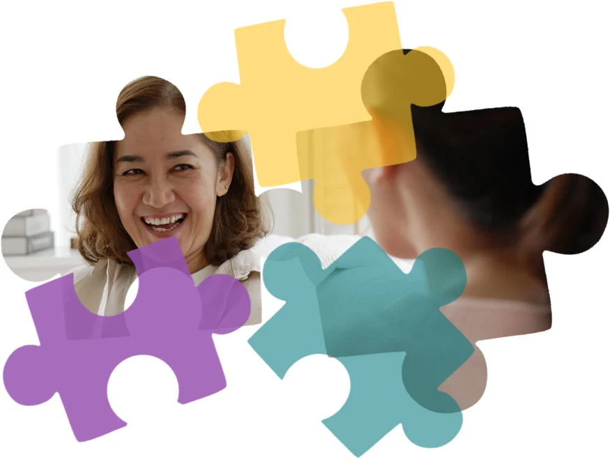 smiling woman with therapist